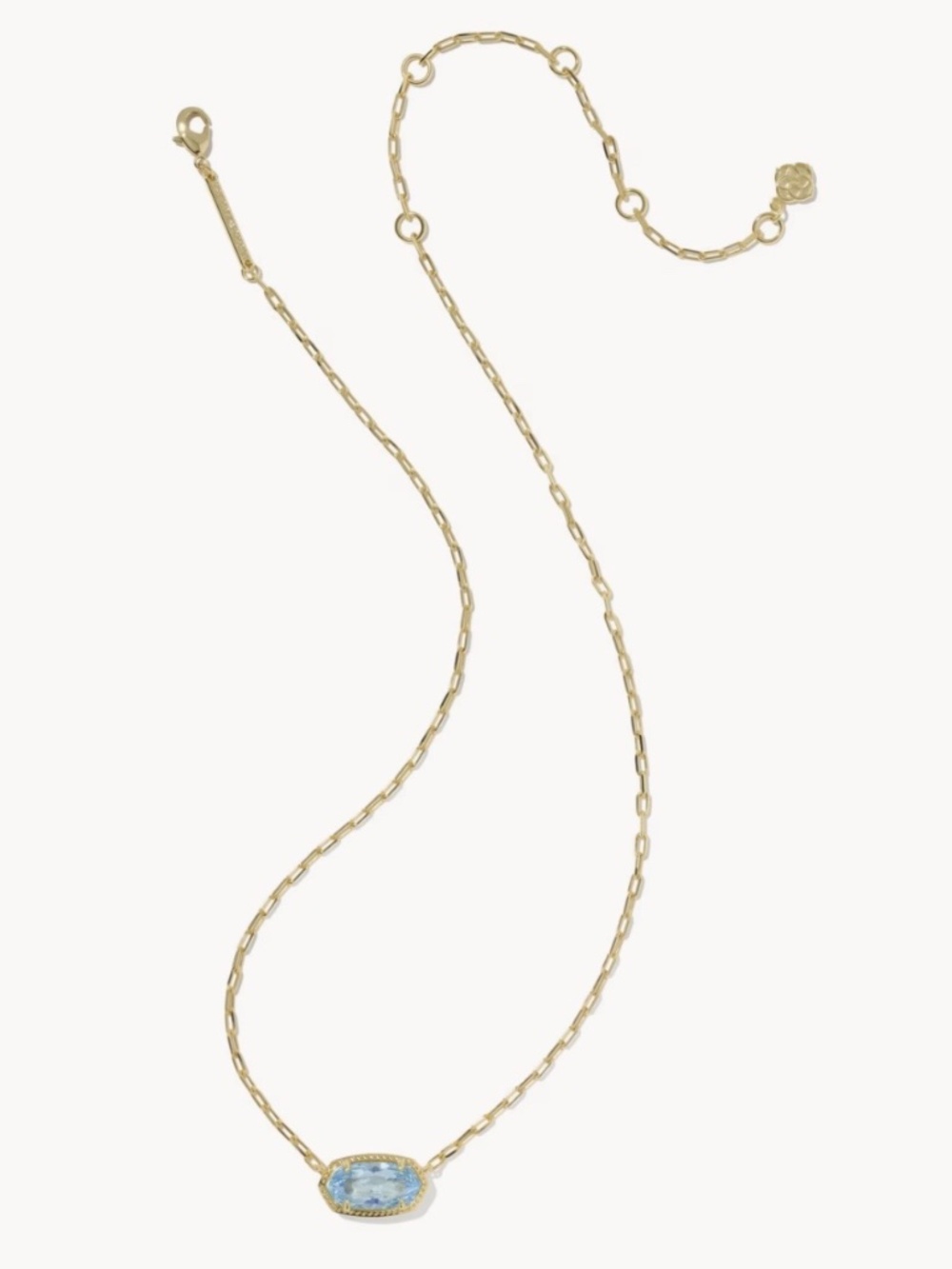 Kendra Scott Elisa Luxe Gold Short Pendant Necklace in Light Blue CZ - Picture 4 of 6